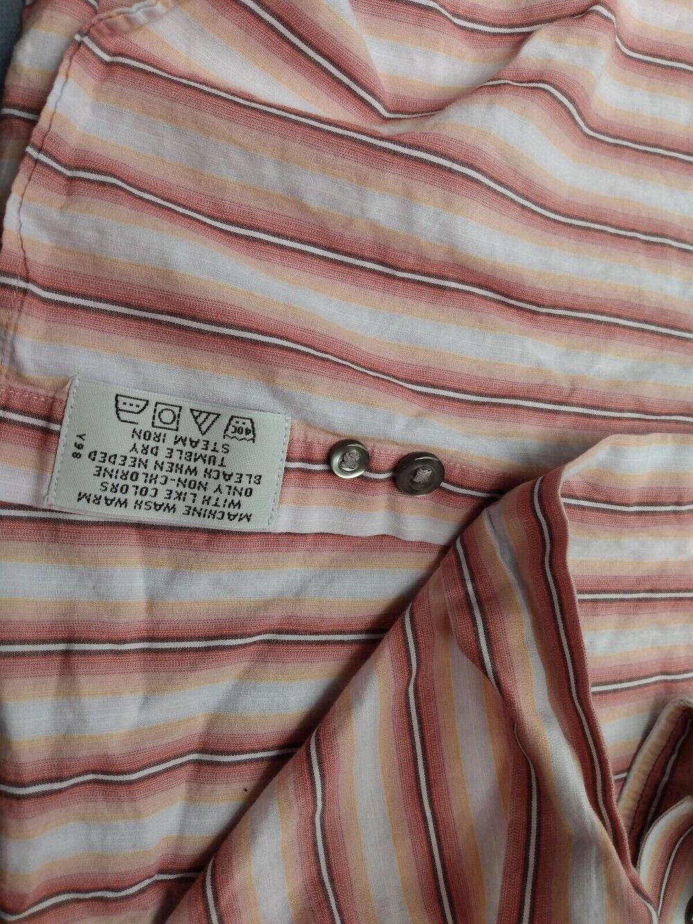 Kenneth Cole Men Shirt Sz 16 1/2 32-33 Red Stripe Long Sleeve Button Up Casual - Picture 7 of 7